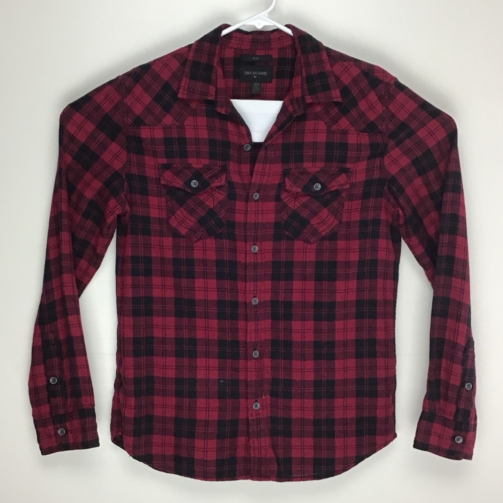 True Religion mens long sleeve button up casual shirt medium